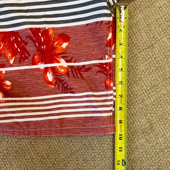 OP Board Shorts Mens XLFloral Stripe Gray Orange Surf Swim Summer Retro Y2K - Picture 12 of 14